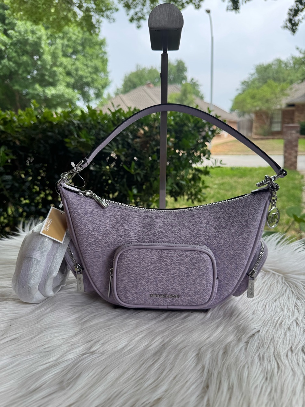 Michael Kors Lavender Saffiano Crescent Shoulder Bag
